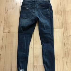 Express Dark Wash Distressed Ankle Jeans
